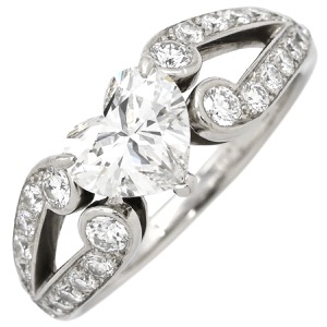 カルティエ リング 指輪 バレリーナ ソリテール ハート ダイヤモンド Pt950 シルバー PT ハートブリリアント  中古