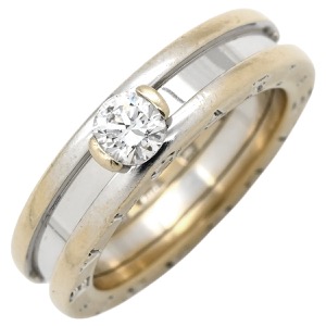 ブルガリ リング 指輪 ビーゼロワン B-zero1 ワンポイントダイヤ K18WG シルバー #52 ホワイトゴールド WG 750 18K ソリテール 1P 1石 1粒 中古