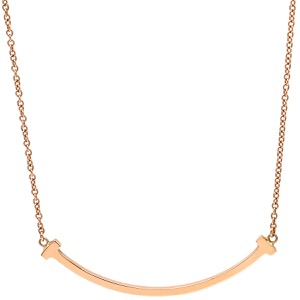 ティファニー ネックレス Tスマイル ペンダント スモール K18PG ゴールド T&Co. ピンクゴールド Au750 Tiffany T smile 中古