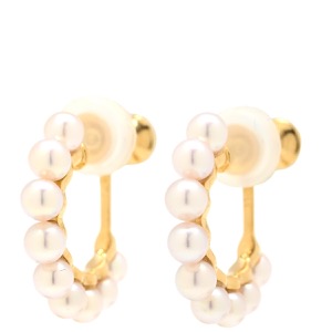 TASAKI イヤリング パール K18YG ホワイト 750YG Au750  フープ風 小粒パール 9粒  中古