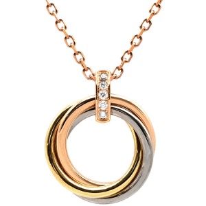 カルティエ ネックレス トリニティ ペンダント K18PG マルチカラー 3カラー 18金 750 3連 5Pダイヤモンド  中古