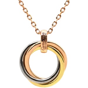 カルティエ ネックレス トリニティ ペンダント K18PG マルチカラー 3カラー 18金 750 3連 5Pダイヤモンド  中古