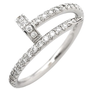 カルティエ リング 指輪 ジュストアンクル SMリング ダイヤ K18WG シルバー #52(JP12) Au750 WG スモール セミパヴェ  中古