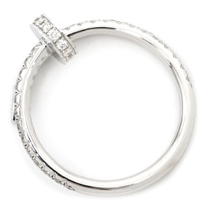 カルティエ リング 指輪 ジュストアンクル SMリング ダイヤ K18WG シルバー #52(JP12) Au750 WG スモール セミパヴェ  中古