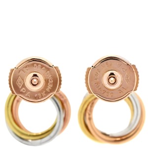 カルティエ ピアス トリニティ ダイヤ K18YG マルチカラー 1Pダイヤ 3連 18K 750 YG PG WG  中古