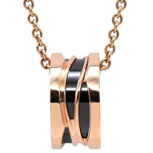 ブルガリ ネックレス ビーゼロワン レジェンド ネックレス K18PG ゴールド B-zero1 ピンクゴールド 750 18K 18金 ペンダント ブラック CL858532 中古