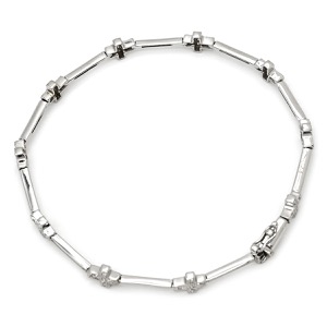 ブレスレット ダイヤモンド 0.23ct クロスモチーフ ブレスレット K18WG シルバー デザインブレス 十字架 10モチーフ 中古