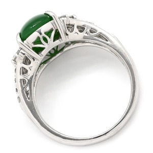 リング 指輪 ヒスイ 4.3ct ダイヤモンド Pt900 シルバー 緑 グリーン 翡翠 ひすい ジェダイト プラチナ900 中古