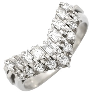 リング 指輪 ダイヤモンド 0.50ct リング Pt900 シルバー V字 Vライン プラチナ900  中古