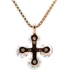 ネックレス クロス ダイヤモンド  K18PG ゴールド Au750 18K 18金 PG フラワーモチーフ 5P 5粒  中古