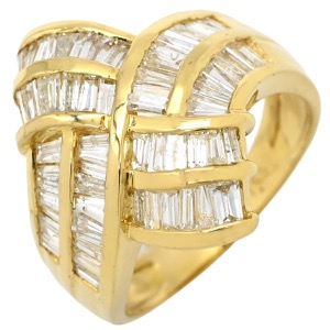 リング 指輪 テーパードバゲット ダイヤモンドリング K18YG ゴールド K18 Au750 YG 1.55ct バゲットカット 中古