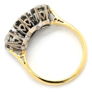 リング 指輪 ダイヤモンド 0.69ct K18YG ゴールド 3P 3粒 3石 18K 750 YG WG コンビ ブリリアントカット 一文字 中古