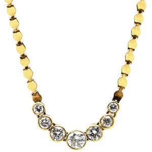 ネックレス ダイヤ ペンダント K18YG ゴールド Au750 18K 18金  ダイヤモンド7P 7粒 ベゼルセッティング 1.00ct  中古