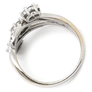 リング 指輪 ダイヤリング K18WG シルバー クラスターセッティング ホワイトゴールド パヴェダイヤ フラワー 花 中古