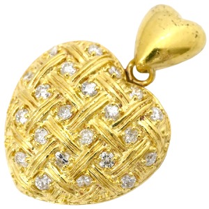 ペンダントトップ ハート ダイヤモンド 0.25ct K18YG ゴールド 750 18K ネックレストップ ペンダントヘッド 中古