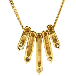 ネックレス ダイヤ ペンダント K18YG ゴールド Au750 18K 18金 5P 5石 5粒 ゴールドバー  中古