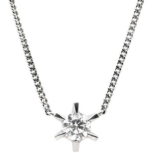 ネックレス ダイヤモンド 0.32ct ペンダント Pt850 シルバー 1P 1石 1粒 ブリリアントカット プラチナ  中古