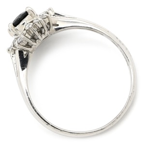 リング 指輪 ブルーサファイア 0.81ct ダイヤモンド Pt850 シルバー 青 ブルー Pt850 オーバルミックスカット 1石 中古