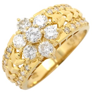 リング 指輪 ダイヤモンド 1.00ct K18YG ゴールド ブリリアントカット 18K 750 YG フラワーモチーフ 中古