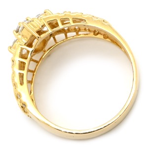 リング 指輪 ダイヤモンド 1.00ct K18YG ゴールド ブリリアントカット 18K 750 YG フラワーモチーフ 中古