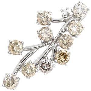 ペンダントトップ ダイヤ ネックレストップ K18WG シルバー Au750 18K 18金 ブラウン フィヤージュ アンティークジュエリー  中古