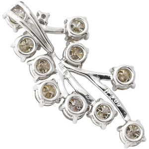 ペンダントトップ ダイヤ ネックレストップ K18WG シルバー Au750 18K 18金 ブラウン フィヤージュ アンティークジュエリー  中古