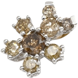 ペンダントトップ ダイヤモンド 1.00ct K18WG シルバー ベア クマ アニマル 18金 18K 750 WG 8粒 8石 ブリリアントカット ネックレストップ 中古