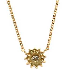 ネックレス ダイヤモンド 0.22ct ペンダント K18YG ゴールド 750 18K ブリリアントカット 花 フラワーモチーフ 中古