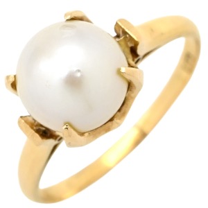 リング 指輪 アコヤパール 8.3mm K18YG ゴールド あこや真珠 1粒 1P 白 ラウンドシェイプ 18K 750 YG 中古