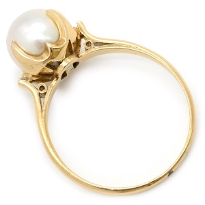 リング 指輪 アコヤパール 8.3mm K18YG ゴールド あこや真珠 1粒 1P 白 ラウンドシェイプ 18K 750 YG 中古