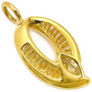 ペンダントトップ ダイヤモンド 0.50ct K18YG ゴールド マーキスカット バゲットカット 750 18K ネックレストップ ペンダントヘッド 中古