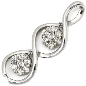 ペンダントトップ ダイヤモンド 0.62ct  K18WG シルバー ツイスト 18金 18K 750 WG 3粒 3石 ブリリアントカット ネックレストップ  中古