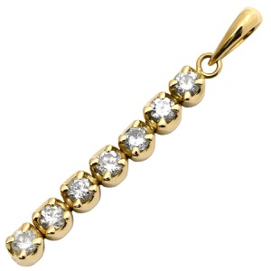 ペンダントトップ ダイヤモンド 0.68ct 7連 7石 K18YG ゴールド ネックレストップ 7P 7粒 ドロップ 18金 750 YG  中古