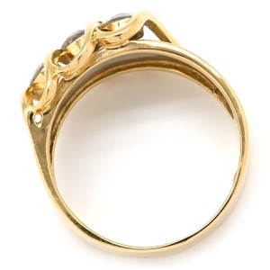 リング 指輪 ダイヤモンド 0.54ct  K18YG ゴールド 3石 3粒 ブリリアントカット 18K 750 YG プラチナ コンビ ダイア  中古