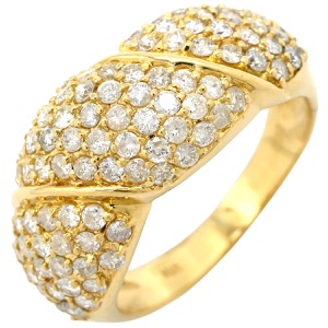 リング 指輪 ダイヤモンド 2.0ct  K18YG ゴールド パヴェダイヤ 18K 750 YG 月甲丸 ツイスト  中古