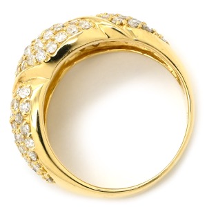 リング 指輪 ダイヤモンド 2.0ct  K18YG ゴールド パヴェダイヤ 18K 750 YG 月甲丸 ツイスト  中古