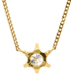 ネックレス ダイヤモンド 0.39ct ペンダント K18YG ゴールド 750 18K 1P 1粒 1石 ブリリアントカット 中古