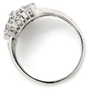 リング 指輪 ダイヤモンド 0.50ct Pt900 シルバー パヴェ フラワー 花モチーフ プラチナ 中古