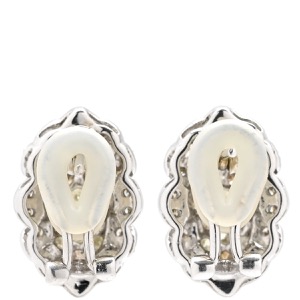 ピアス ダイヤピアス K18WG シルバー 18K Au750 WG 両耳用 フラワー クラスターデザイン1.00ct ブラウンダイヤ イエローダイヤ  中古