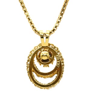 ネックレス スウィング オーバルモチーフ ダイヤペンダント K18YG ゴールド Au750 18K 18金 フラワー 花  中古