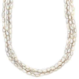 ネックレス シルバー ホワイト 白 バロックパール ケシパール 淡水パール 真珠 silver ロングネックレス 3連 3重  中古