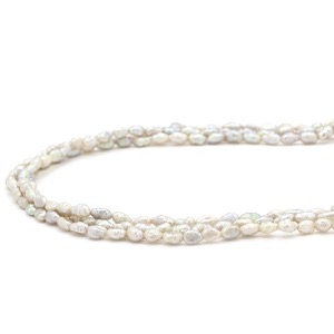 ネックレス シルバー ホワイト 白 バロックパール ケシパール 淡水パール 真珠 silver ロングネックレス 3連 3重  中古