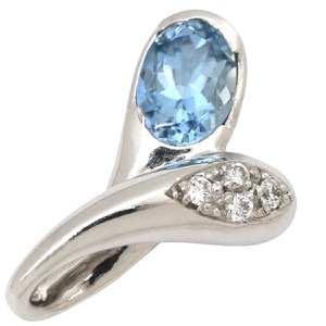 ペンダントトップ アクアマリン 0.78ct ダイヤモンド Pt900 シルバー 1石 1P 1粒 ブリリアントカット ネックレストップ チャーム Pt900 中古