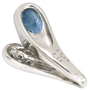 ペンダントトップ アクアマリン 0.78ct ダイヤモンド Pt900 シルバー 1石 1P 1粒 ブリリアントカット ネックレストップ チャーム Pt900 中古