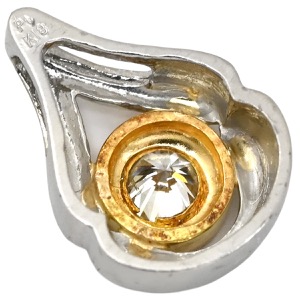 ペンダントトップ ダイヤモンド 0.27ct コンビ Pt シルバー ブリリアントカット プラチナ 18K ネックレストップ ペンダントヘッド しずく 中古