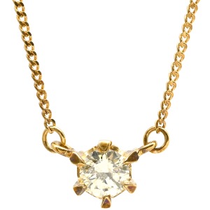 ネックレス 1Pダイヤ ペンダント K18YG ゴールド Au750 18K YG ラウンドブリリアントカット 1粒 6本爪  中古