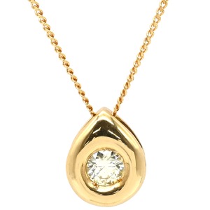 ネックレス ダイヤモンド 0.22ct ペンダント K18YG ゴールド 750 18K 1P 1粒 1石 ブリリアントカット デザインネックレス 中古