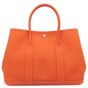 エルメス トートバッグ ガーデンパーティーPM ヴォーエプソン オレンジ オレンジ  中古