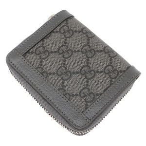 グッチ コインケース GGスプリーム ジップアラウンド GGスプリームキャンバス グレー 小銭入れ カードケース 791744 中古