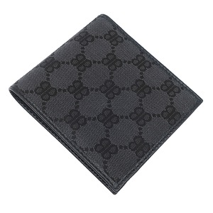 バレンシアガ 二つ折り財布 グッチコラボ ザ ハッカー プロジェクト キャンバス ブラック GUCCIコラボ ダブルB 黒 680430 中古